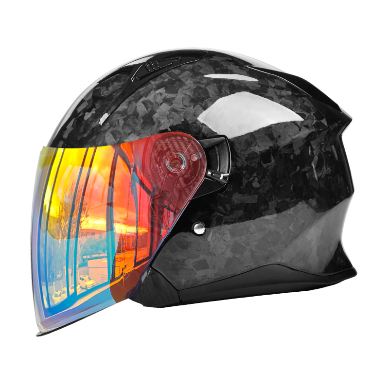 OF811 Carbon Fiber Open Face Motorcycle Helmet DOT Certified Double Visors Helmet