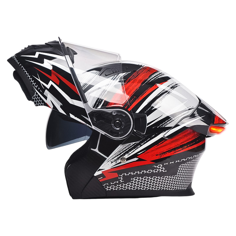 K9 LED Intelligence Safety Taillight Motorcycle Helmet DOT Certified Flip Up Helmet