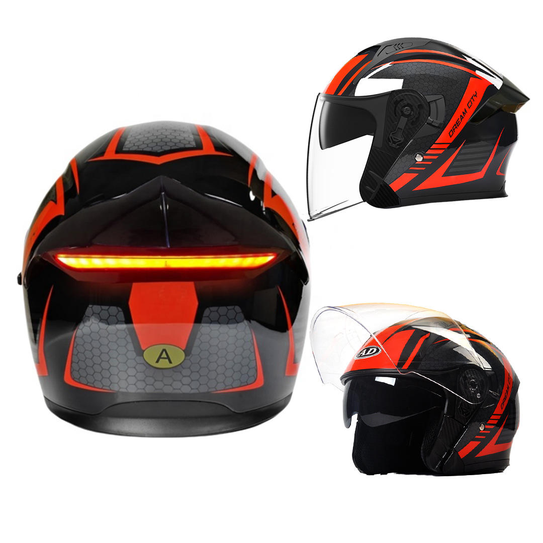 K5 LED Intelligence Safety Taillight Motorcycle Helmet DOT Certified Open Face Helmet